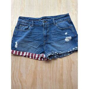 Mossimo Supply‎ Co Denim Jean Womens High Rise Short Shorts Americana 12 Patriot